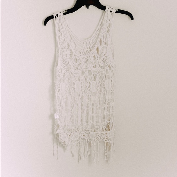 White crochet tank top/cover up - Picture 1 of 3